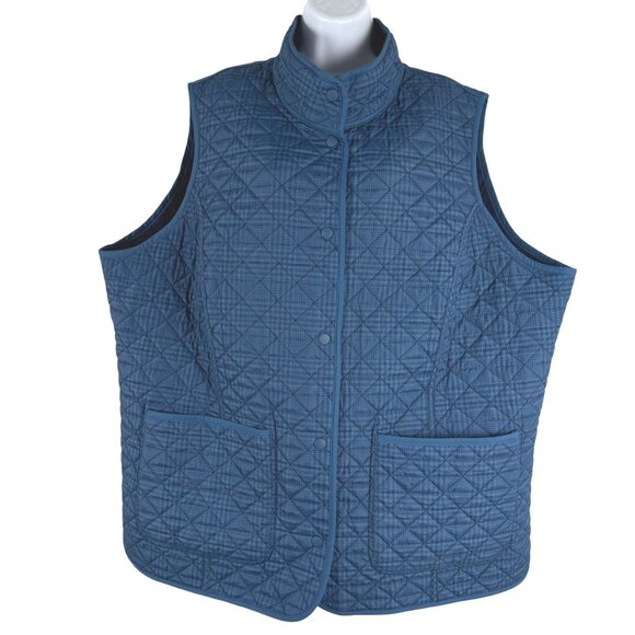 Lands' End Reversible Quilted Vest Womens 3X Blue Polyester Outdoor CJ-2175 - Picture 3 of 12